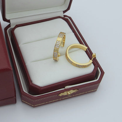 [sparkle Jewelery]LOVE EARRINGS 3.6MM DIAMOND PAVED