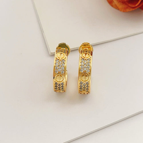 [sparkle Jewelery]LOVE 5.5MM DIAMOND PAVED EARRINGS