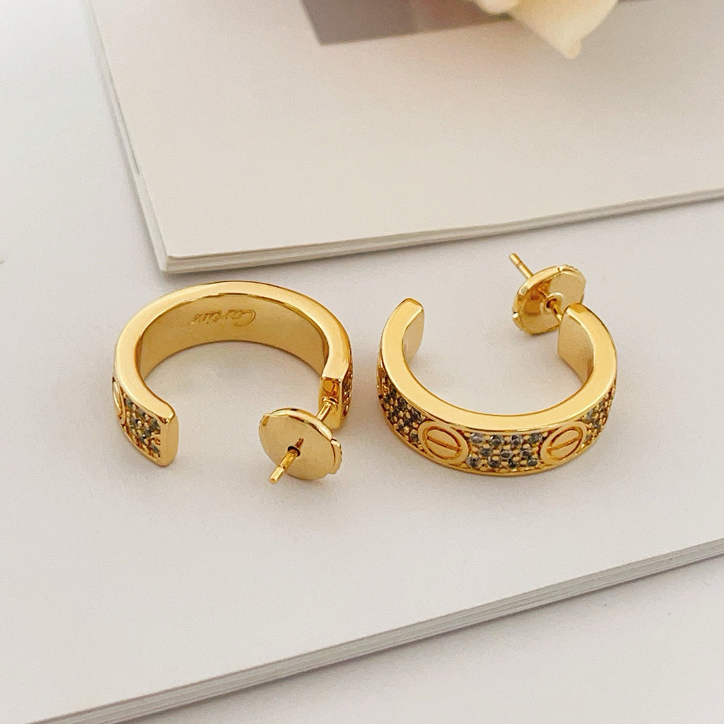 [sparkle Jewelery]LOVE 5.5MM DIAMOND PAVED EARRINGS