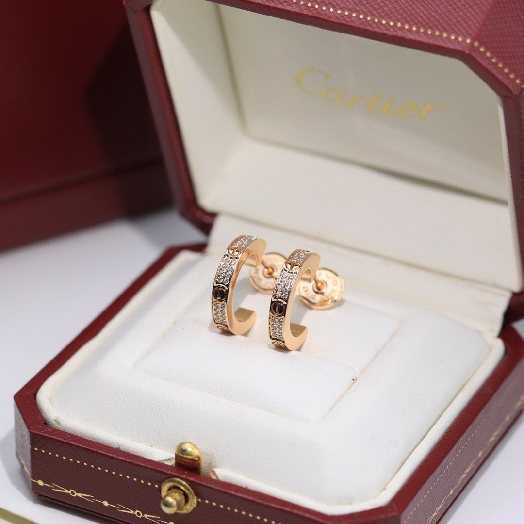 [sparkle Jewelery]LOVE 5.5MM DIAMOND PAVED EARRINGS