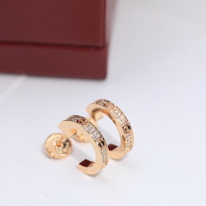 [sparkle Jewelery]LOVE 5.5MM DIAMOND PAVED EARRINGS