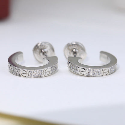 [sparkle Jewelery]LOVE 5.5MM DIAMOND PAVED EARRINGS