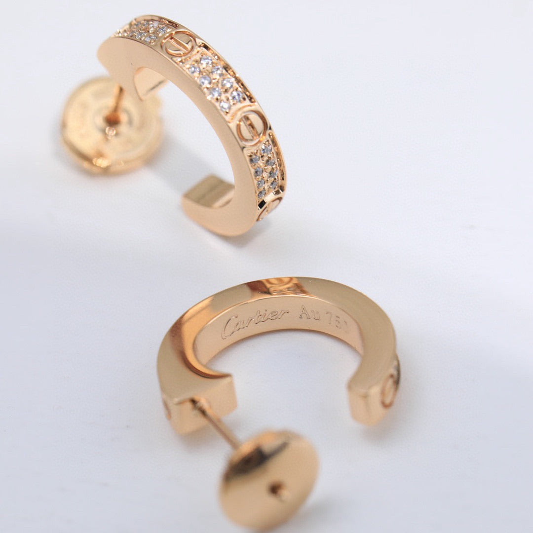 [sparkle Jewelery]LOVE 5.5MM DIAMOND PAVED EARRINGS