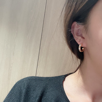 [sparkle Jewelery]LOVE 5.5MM DIAMOND PAVED EARRINGS