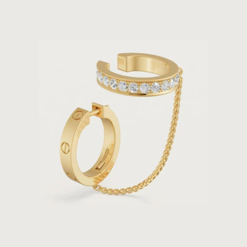 [sparkle Jewelery]LOVE 3.0MM HALF DIAMOND EARRINGS