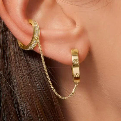 [sparkle Jewelery]LOVE 3.0MM HALF DIAMOND EARRINGS