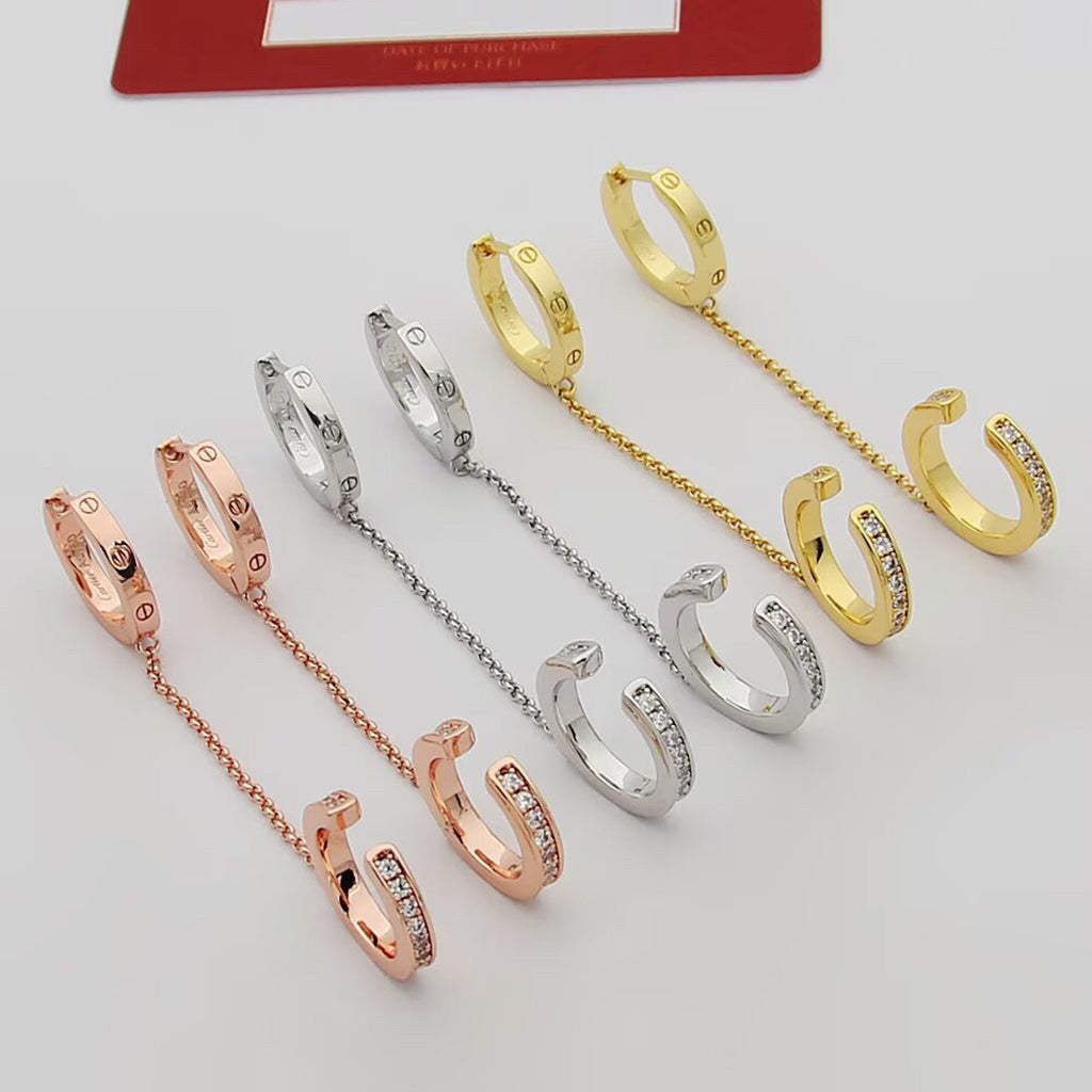 [sparkle Jewelery]LOVE 3.0MM HALF DIAMOND EARRINGS