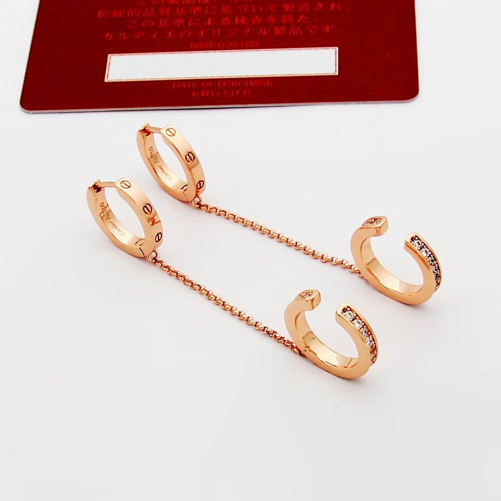 [sparkle Jewelery]LOVE 3.0MM HALF DIAMOND EARRINGS