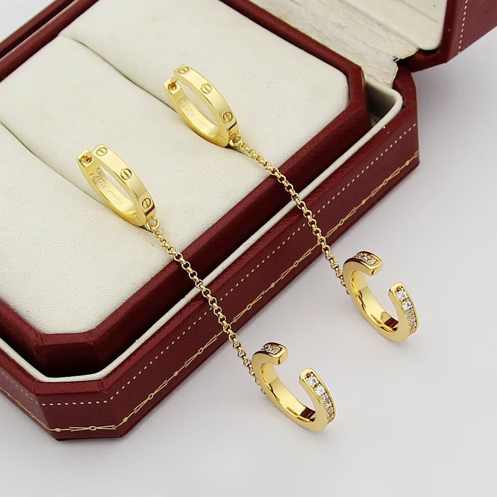[sparkle Jewelery]LOVE 3.0MM HALF DIAMOND EARRINGS