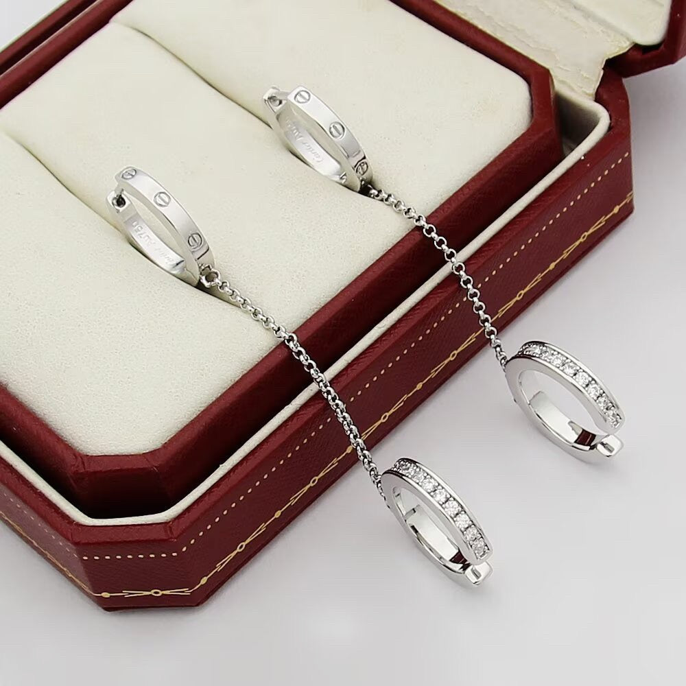 [sparkle Jewelery]LOVE 3.0MM HALF DIAMOND EARRINGS