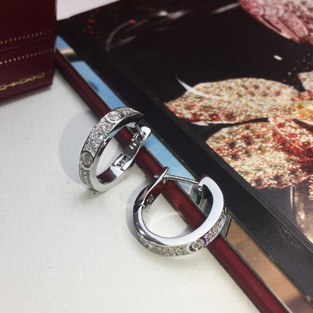 [sparkle Jewelery]LOVE 5.5MM DIAMOND PAVED EARRINGS