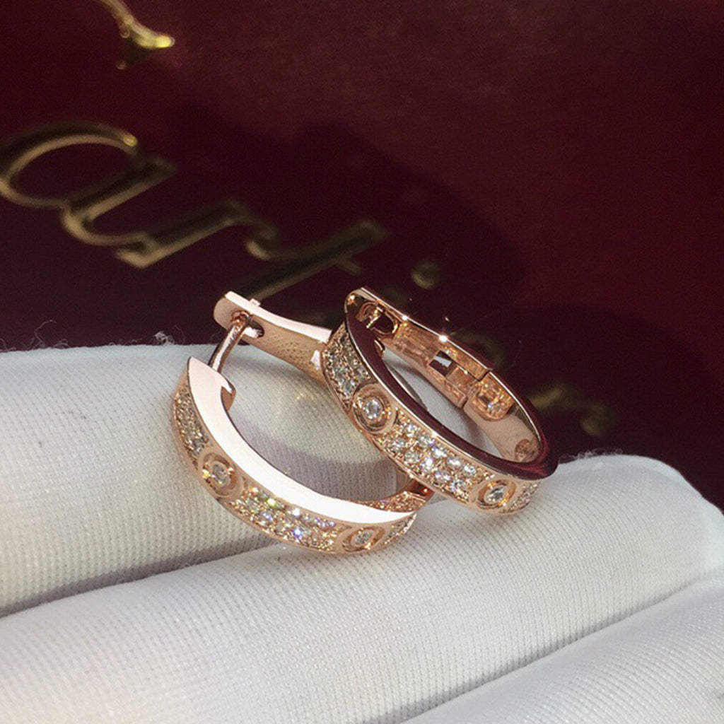 [sparkle Jewelery]LOVE 5.5MM DIAMOND PAVED EARRINGS