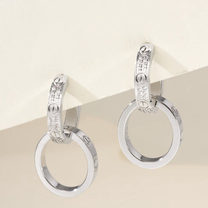 [sparkle Jewelery]LOVE 3.3MM DANGLE HALF DIAMOND EARRINGS