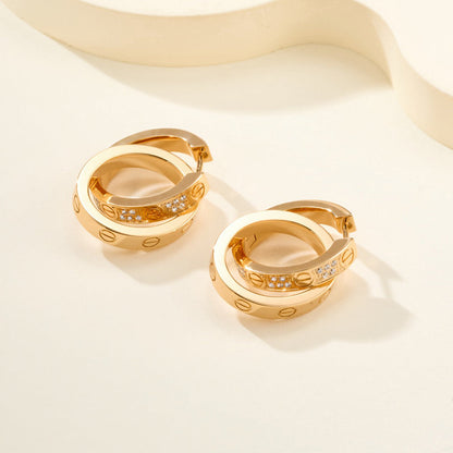 [sparkle Jewelery]LOVE 3.3MM DANGLE HALF DIAMOND EARRINGS