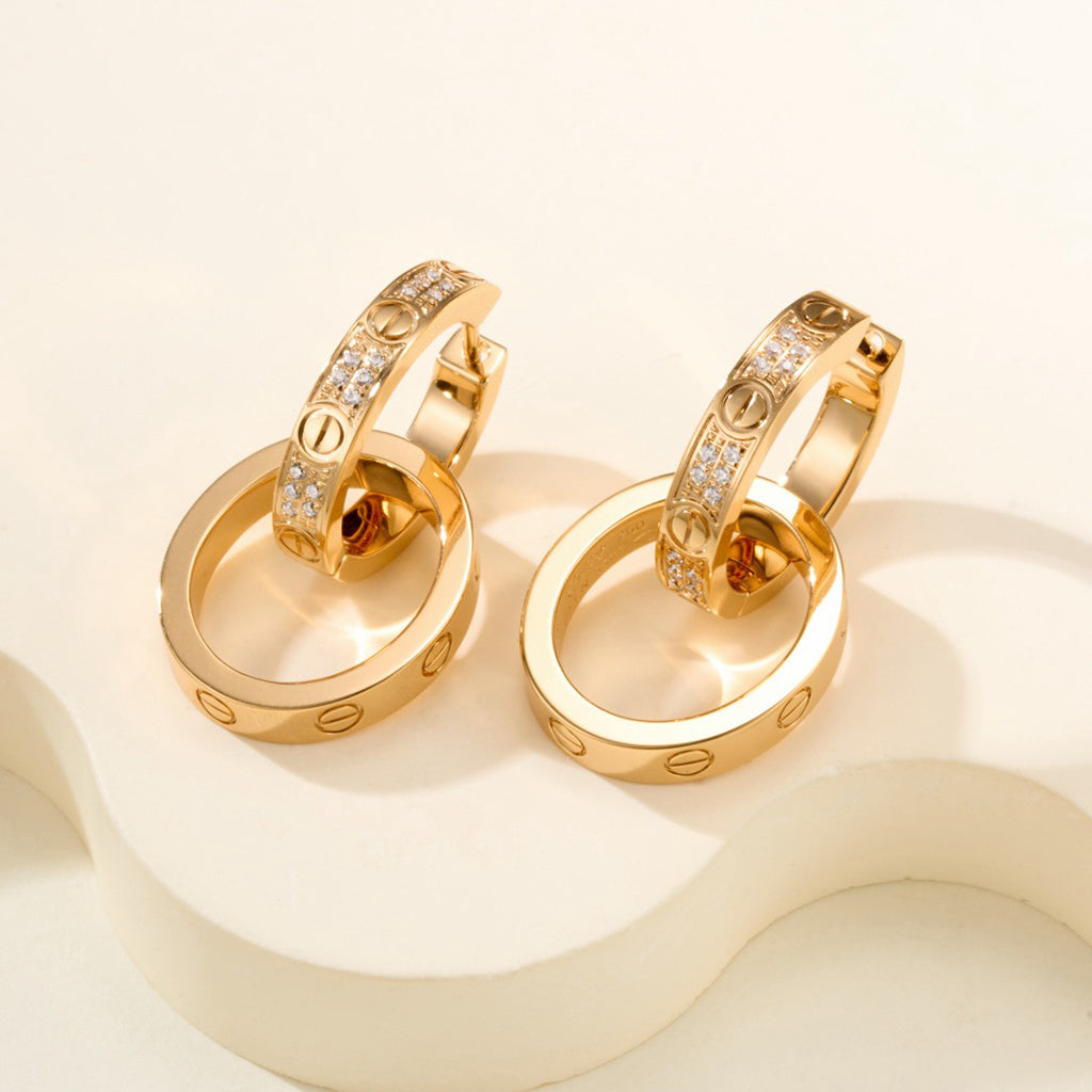 [sparkle Jewelery]LOVE 3.3MM DANGLE HALF DIAMOND EARRINGS