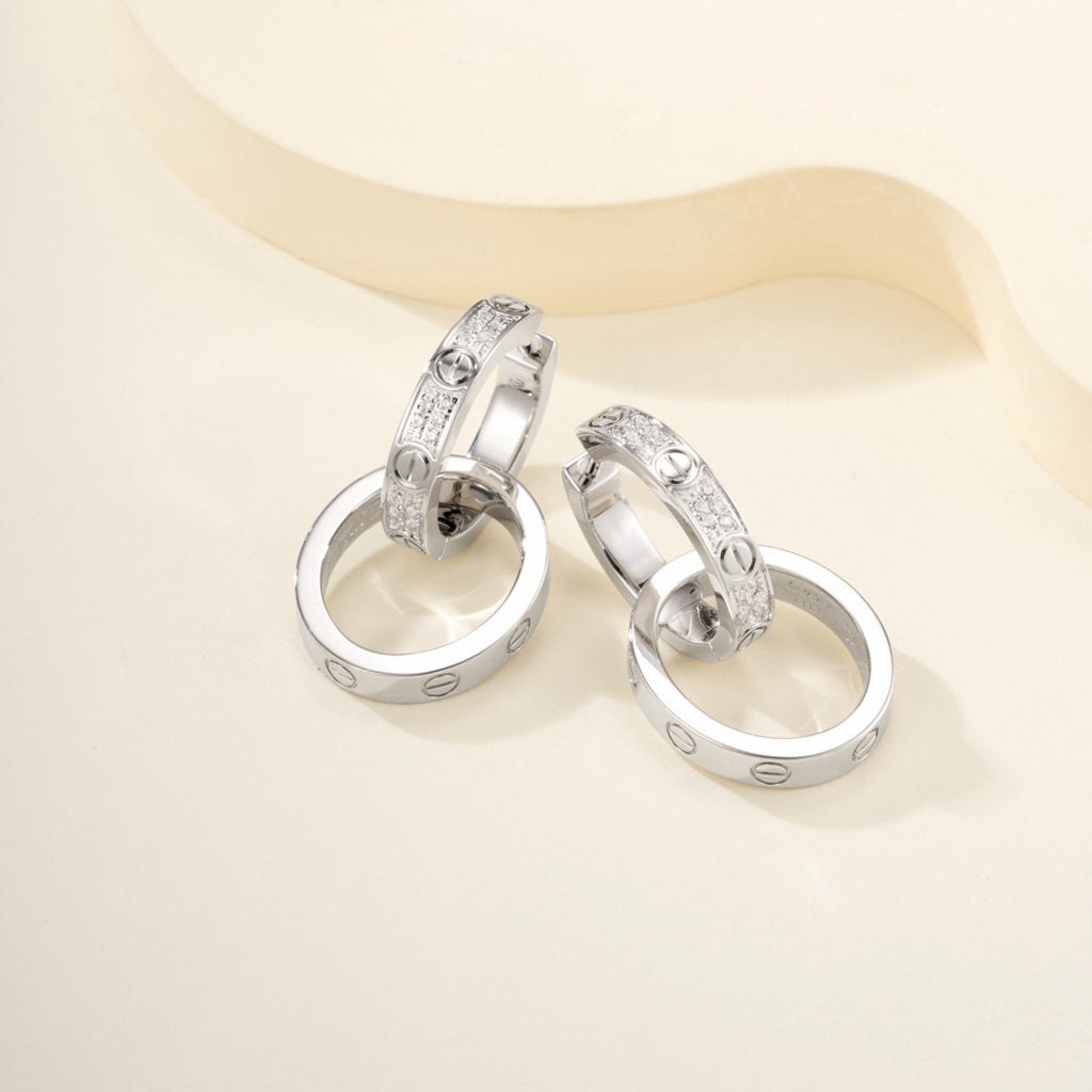 [sparkle Jewelery]LOVE 3.3MM DANGLE HALF DIAMOND EARRINGS