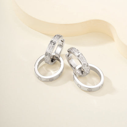 [sparkle Jewelery]LOVE 3.3MM DANGLE HALF DIAMOND EARRINGS