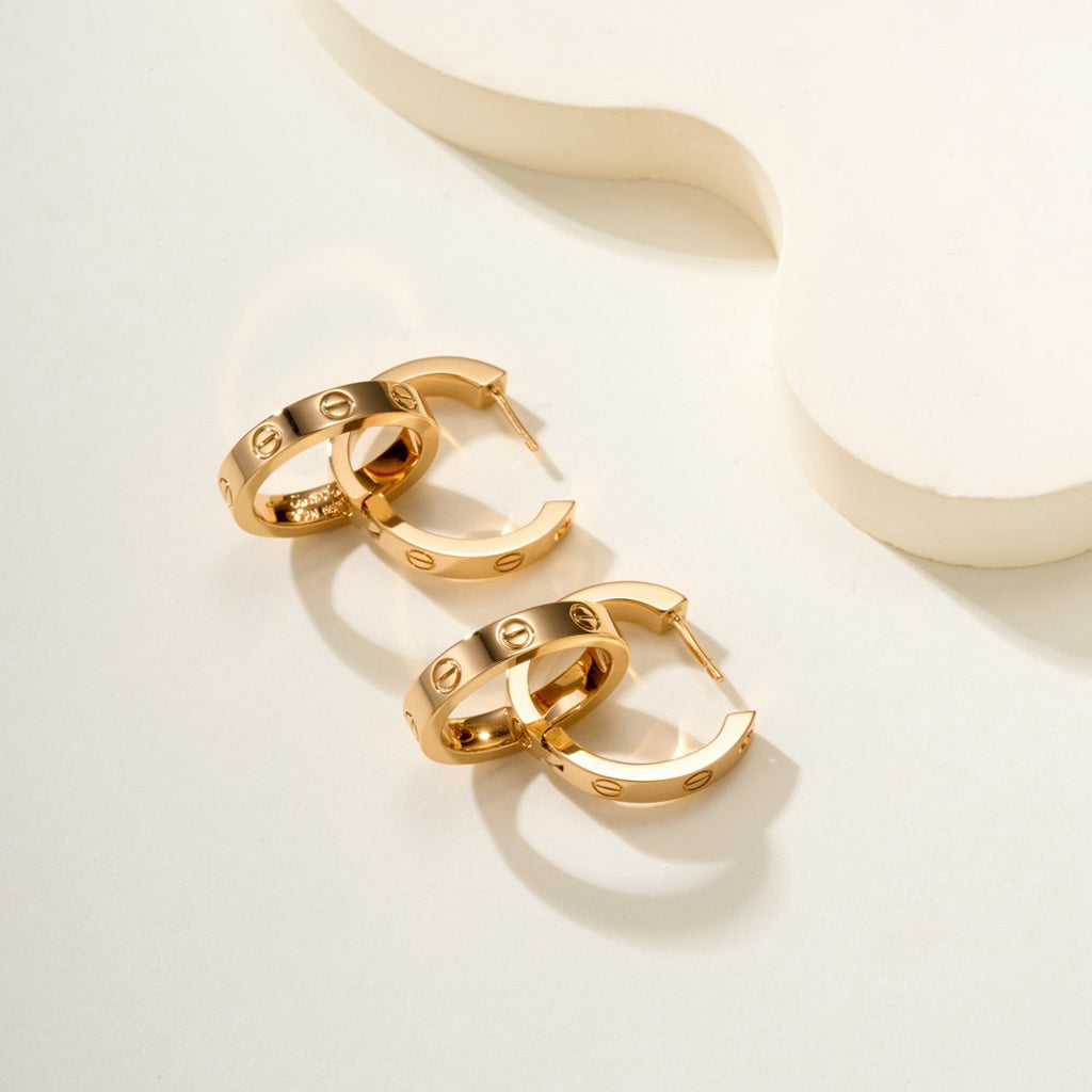 [sparkle Jewelery]LOVE 3.3MM DANGLE HALF DIAMOND EARRINGS