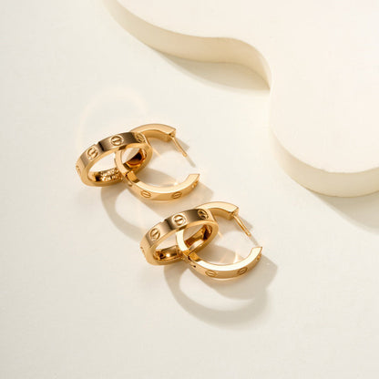 [sparkle Jewelery]LOVE 3.3MM DANGLE HALF DIAMOND EARRINGS