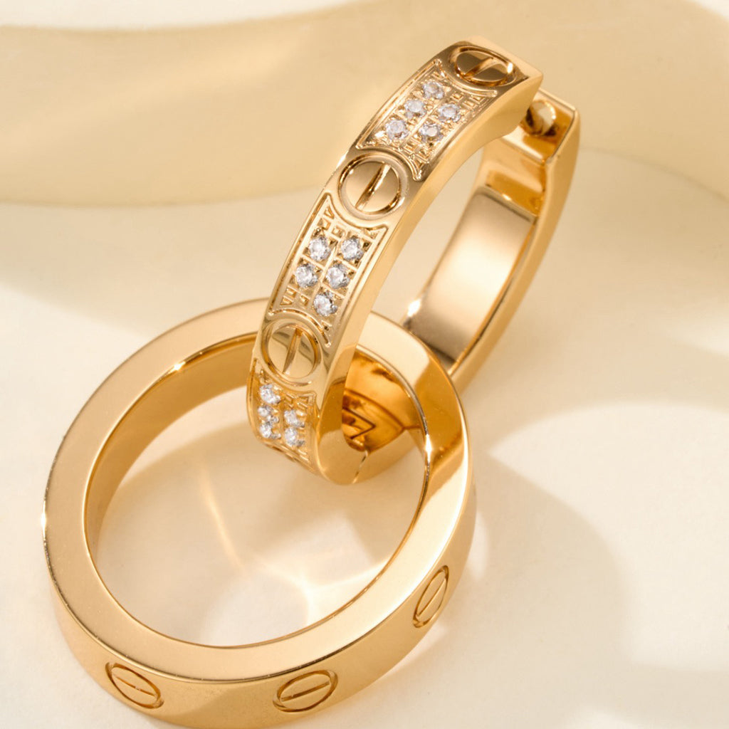 [sparkle Jewelery]LOVE 3.3MM DANGLE HALF DIAMOND EARRINGS