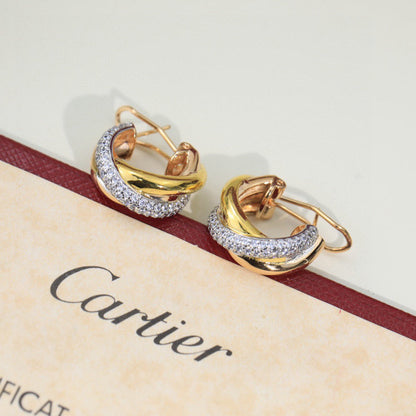 [sparkle Jewelery]TRINITY HALF DIAMOND  CLASSIC EARRINGS