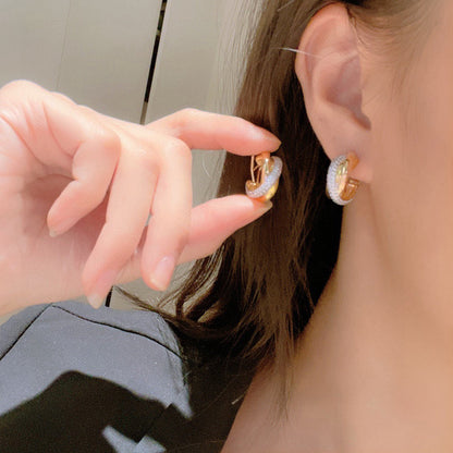 [sparkle Jewelery]TRINITY HALF DIAMOND  CLASSIC EARRINGS