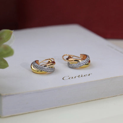 [sparkle Jewelery]TRINITY HALF DIAMOND  CLASSIC EARRINGS