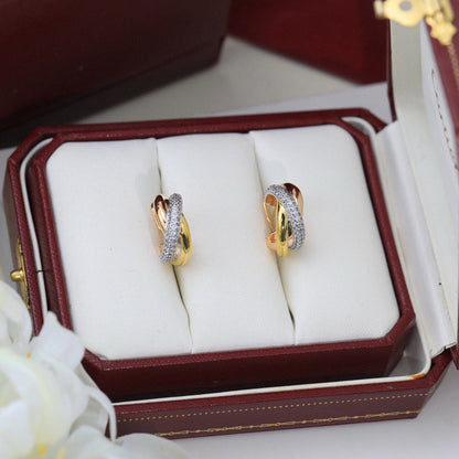 [sparkle Jewelery]TRINITY HALF DIAMOND  CLASSIC EARRINGS