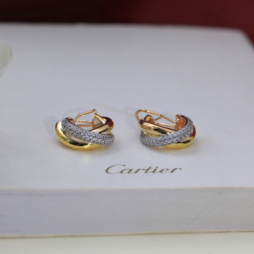 [sparkle Jewelery]TRINITY HALF DIAMOND  CLASSIC EARRINGS