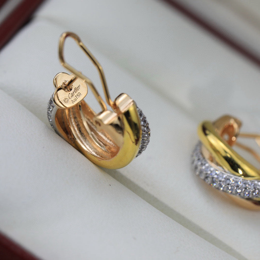 [sparkle Jewelery]TRINITY HALF DIAMOND  CLASSIC EARRINGS