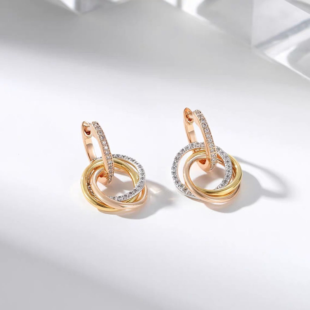 [sparkle Jewelery]TRINITY HALF DIAMOND  EARRINGS