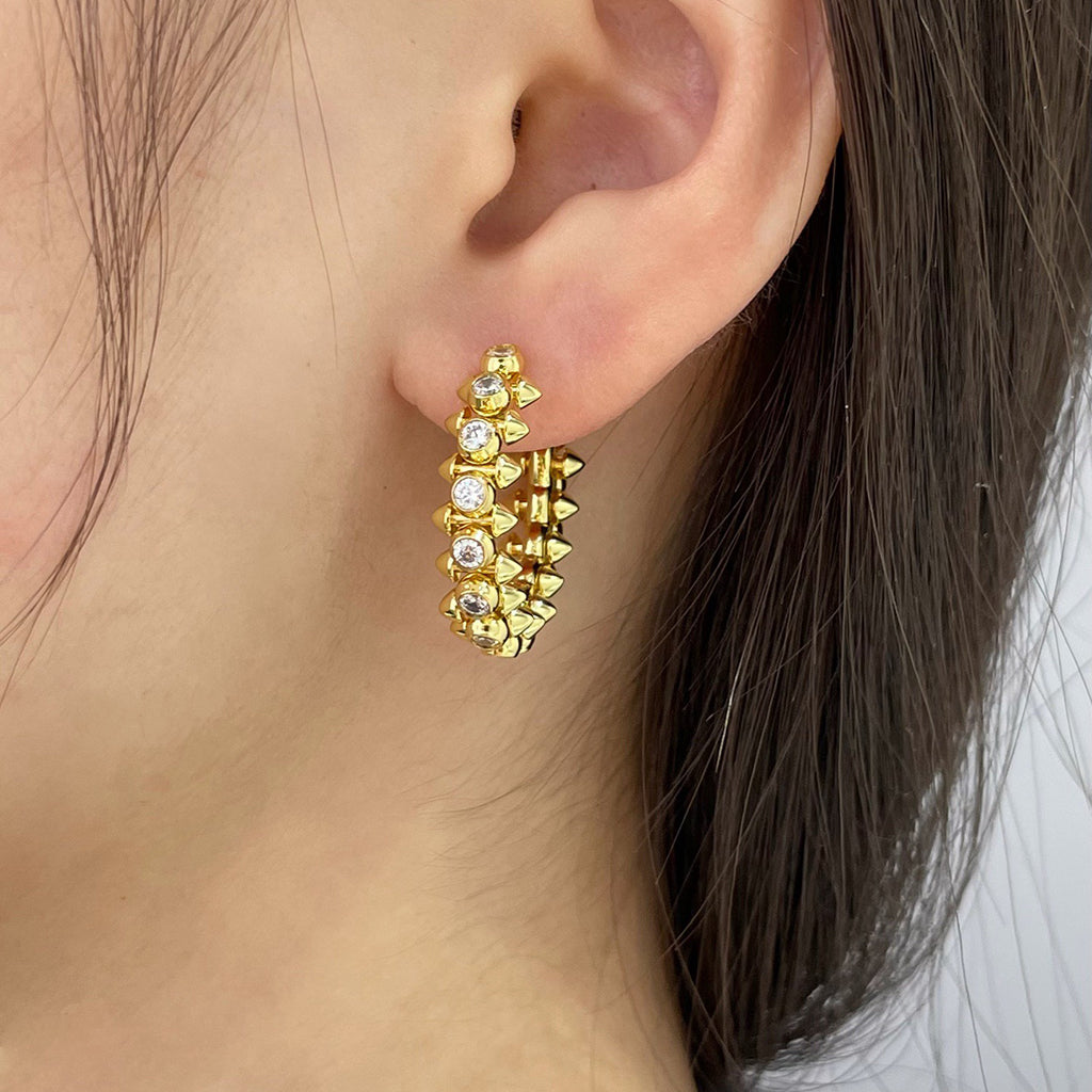 [sparkle Jewelery]CLASH FULL DIAMOND MEDIUM EARRINGS