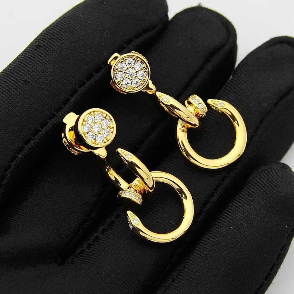 [sparkle Jewelery]JUSTE HALF DIAMOND DOUBLE EARRINGS