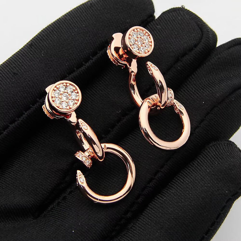 [sparkle Jewelery]JUSTE HALF DIAMOND DOUBLE EARRINGS