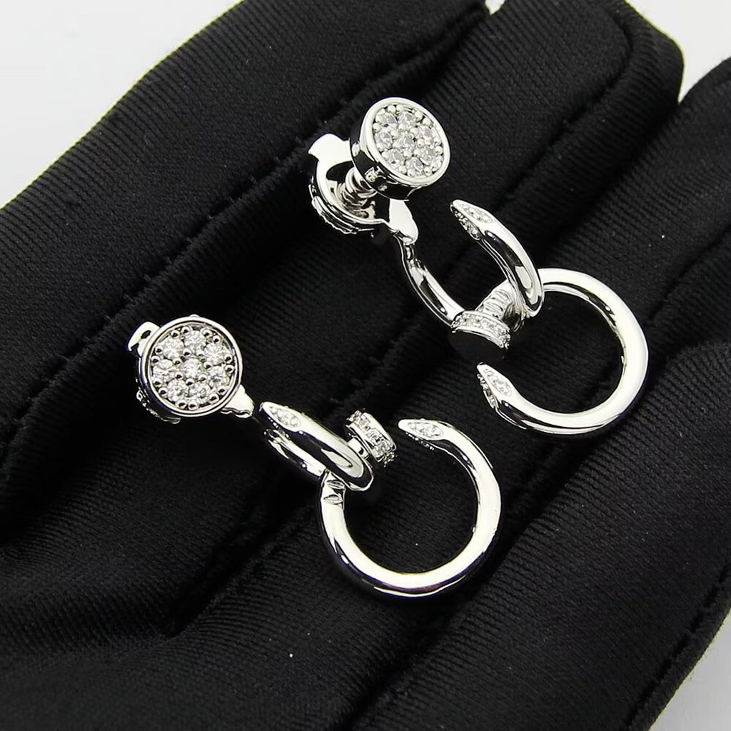 [sparkle Jewelery]JUSTE HALF DIAMOND DOUBLE EARRINGS