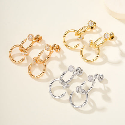[sparkle Jewelery]JUSTE HALF DIAMOND DOUBLE EARRINGS