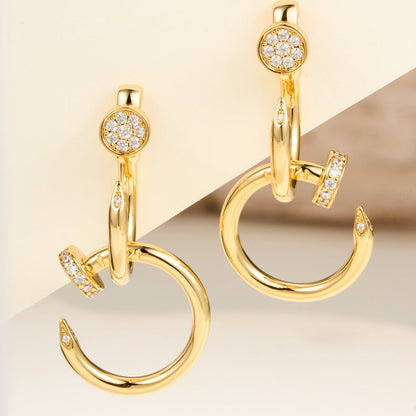 [sparkle Jewelery]JUSTE HALF DIAMOND DOUBLE EARRINGS
