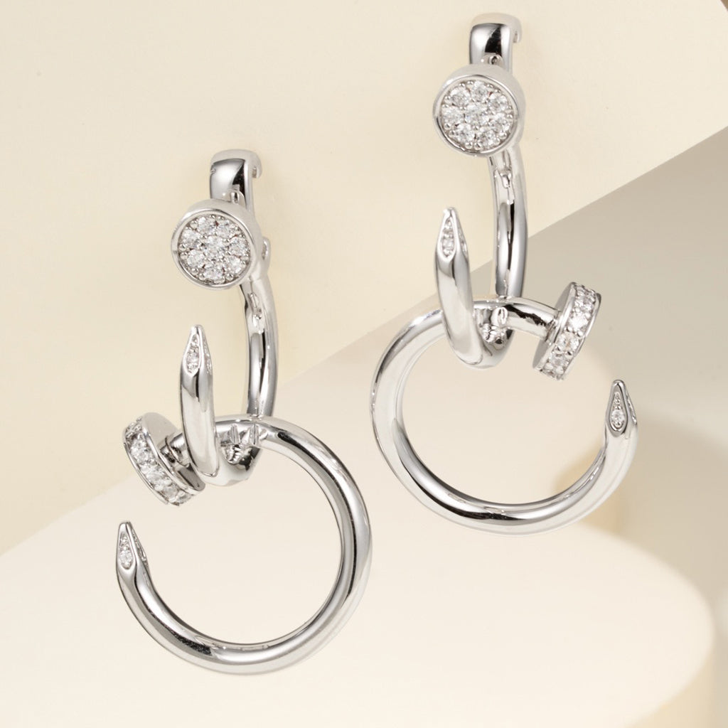 [sparkle Jewelery]JUSTE HALF DIAMOND DOUBLE EARRINGS