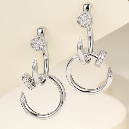 [sparkle Jewelery]JUSTE HALF DIAMOND DOUBLE EARRINGS