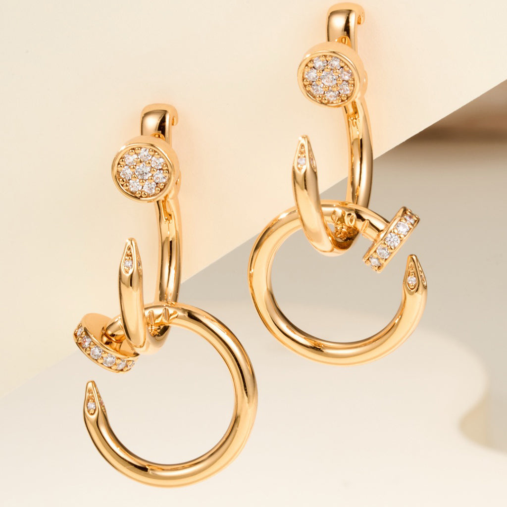 [sparkle Jewelery]JUSTE HALF DIAMOND DOUBLE EARRINGS