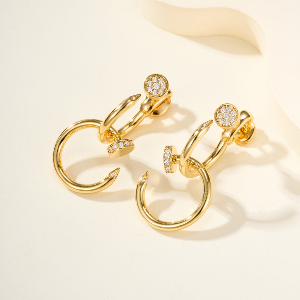 [sparkle Jewelery]JUSTE HALF DIAMOND DOUBLE EARRINGS