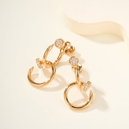 [sparkle Jewelery]JUSTE HALF DIAMOND DOUBLE EARRINGS