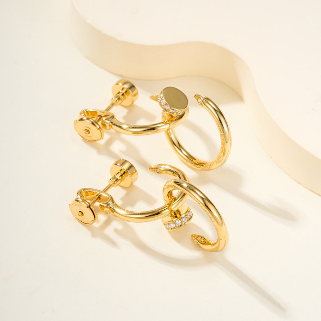 [sparkle Jewelery]JUSTE HALF DIAMOND DOUBLE EARRINGS