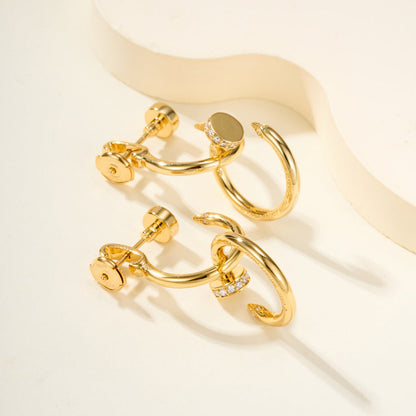 [sparkle Jewelery]JUSTE HALF DIAMOND DOUBLE EARRINGS