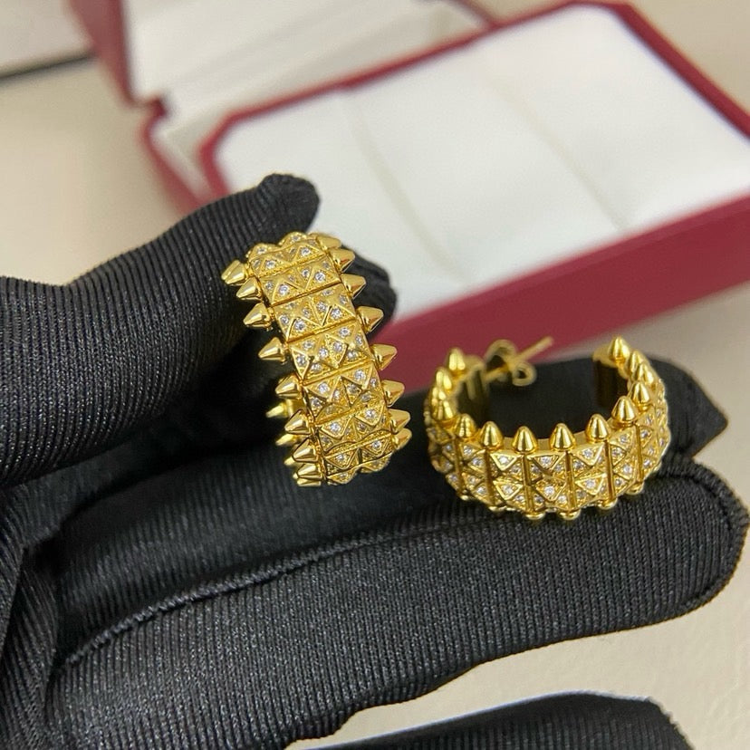 [sparkle Jewelery]CLASH 9.2MM FULL DIAMOND DOUBLE ROW EARRINGS