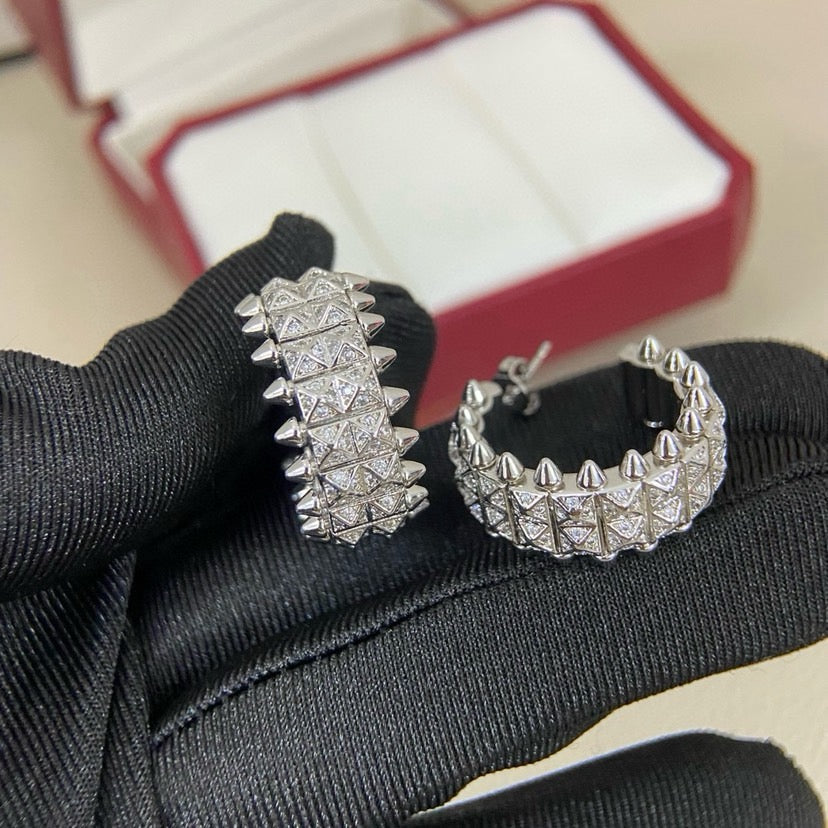 [sparkle Jewelery]CLASH 9.2MM FULL DIAMOND DOUBLE ROW EARRINGS