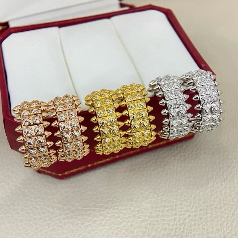 [sparkle Jewelery]CLASH 9.2MM FULL DIAMOND DOUBLE ROW EARRINGS