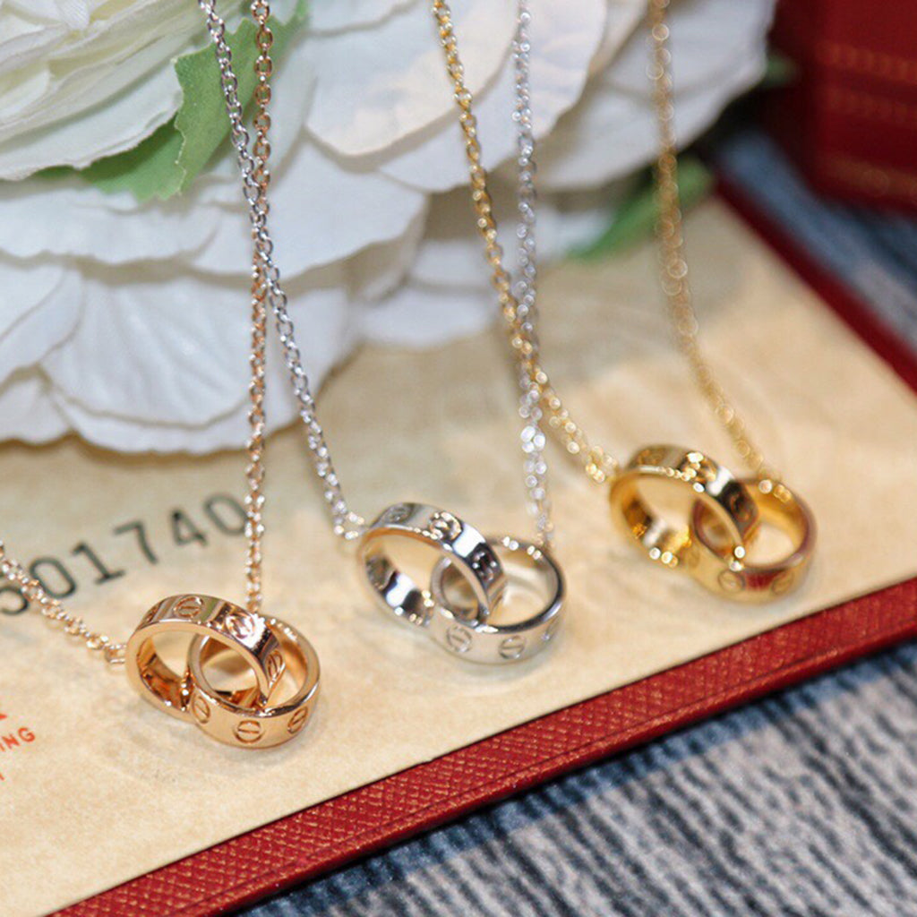[sparkle Jewelery]LOVE DOUBLE RING NECKLACE
