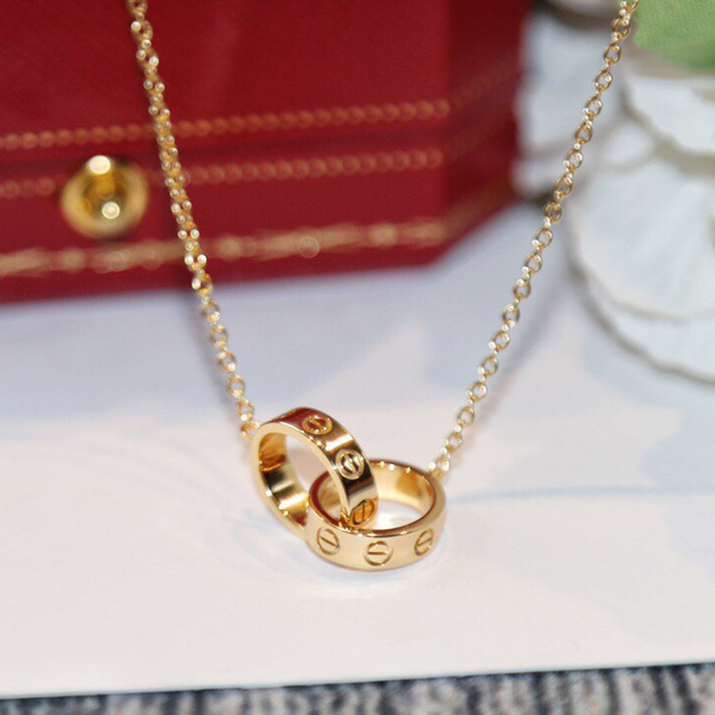 [sparkle Jewelery]LOVE DOUBLE RING NECKLACE