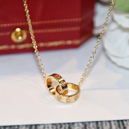 [sparkle Jewelery]LOVE DOUBLE RING NECKLACE